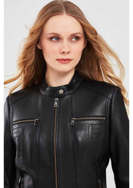 Marlyn Kadın Siyah Kısa Deri Ceket 23WGE51331M fırsatları