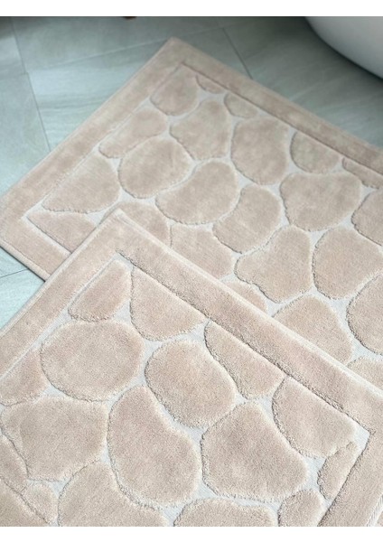 Safir Doğal Pamuklu 2'li Banyo Paspas Seti 60 x 100+50 x 60 cm - Bej