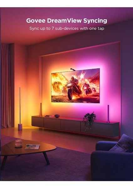 Envisual Led 3 Lite TV Arkası Led Şerit Ambiyans Aydınlatma Tv Renk Senkronizasyonu 40-50 inc TV'ler ile Uyumludur