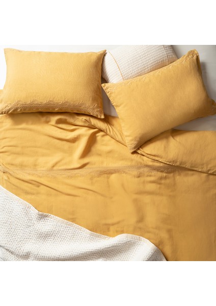 Mıno Nakışlı E.kıng Sıze Pamuk Pamuk Keten Nevresim Seti 260x220 Cm Sarı indirimleri