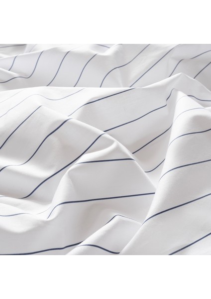 Brıto Baskılı 200 Tc Percale %100 Pamuk Nevresim Seti 160X220 cm Beyaz/lacivert