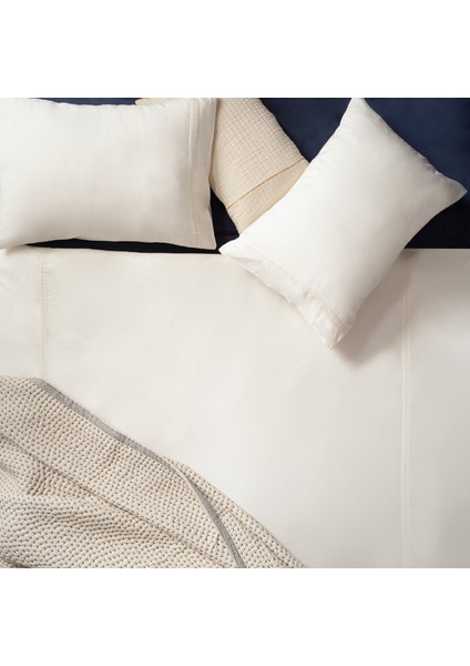 Mıno Brodeli 300 Tc Saten E.kıng Sıze %100 Pamuk Nevresim Seti 260X220 cm Ekru