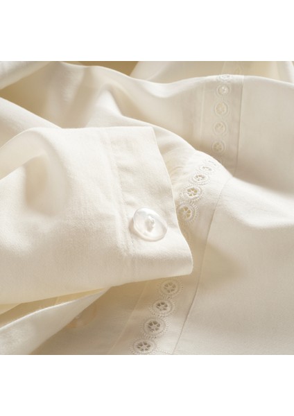 Mıno Brodeli 300 Tc Saten E.kıng Sıze %100 Pamuk Nevresim Seti 260X220 cm Ekru modelleri