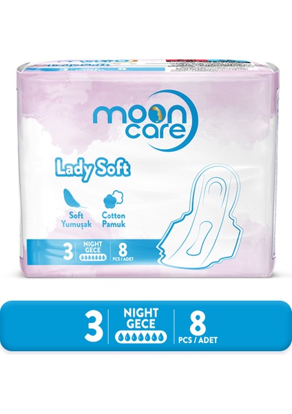 Hijyenik Ped Lady Soft Yumuşak Gece (8 Ped)