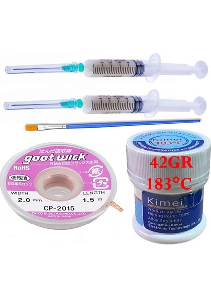 Lehim Solder Paste 183°C Uyumlu 42G Flux Lehim Toplama CP-2015 Lehim Emme Teli 2,0 mm Set 5 In 1