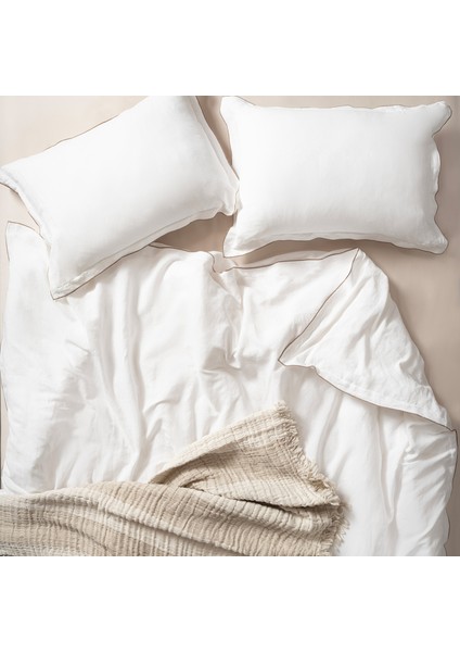 Mıno Baby Overloklu E.kıng Sıze Pamuk Keten Nevresim Seti 260X220 cm Natural