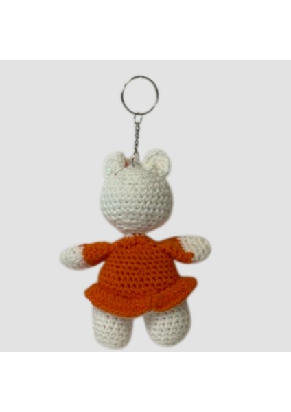 El Yapımı Amigurumi Sevimli Ayı Anahtarlık - Turuncu modelleri