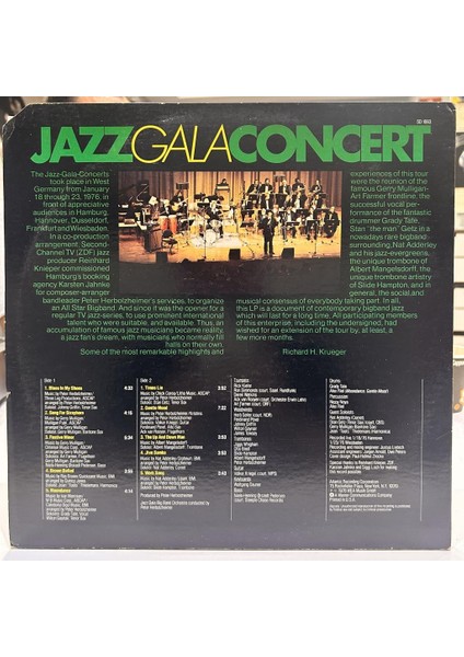 Jazz Gala Big Band Orchestra ‎– Jazz Gala Concert 1976 Baskı Lp