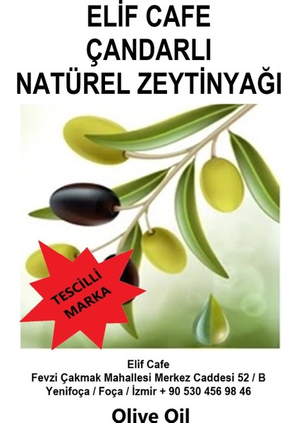 Elif Cafe Çandarlı Natural Zeytinyağı 5 lt Pet Şişe zeytinyağı 5 litre 3 adet