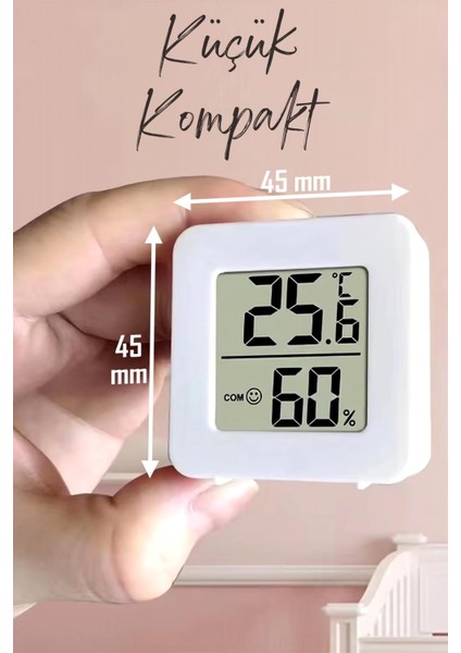 Mini Sıcaklık Nem Ölçer LCD Ekranlı Oda Termometre Duvara Takılabilen Masaüstü Isı Göstergesi