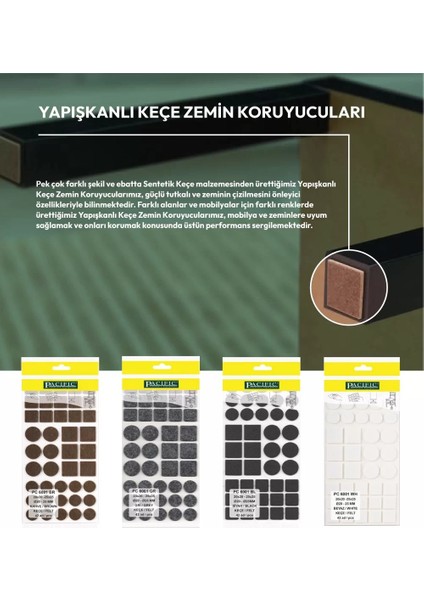 Mobilya Kaydırmaz Yapışkanlı Keçe -Gri- 12CMX24CM