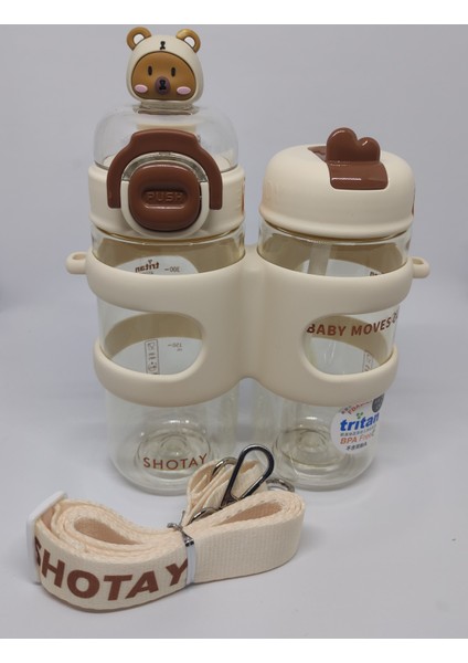Çift Gözlü 900 ml Tritan Matara Beyaz