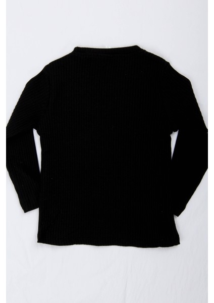 Pamuklu Minik Kelebek Nakışlı Kız Çocuk Sweatshirt Siyah modelleri