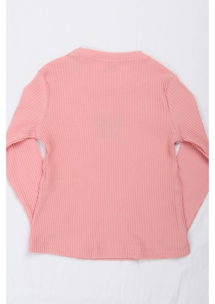 Pamuklu Kelebek Nakışlı Kız Çocuk Sweatshirt Somon modelleri
