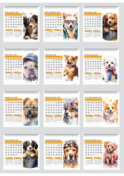 2025 Köpek Color Masa Takvimi