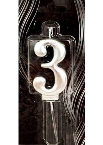 3 Rakam Pasta Mumu 7 cm Gümüş Renk fiyatları