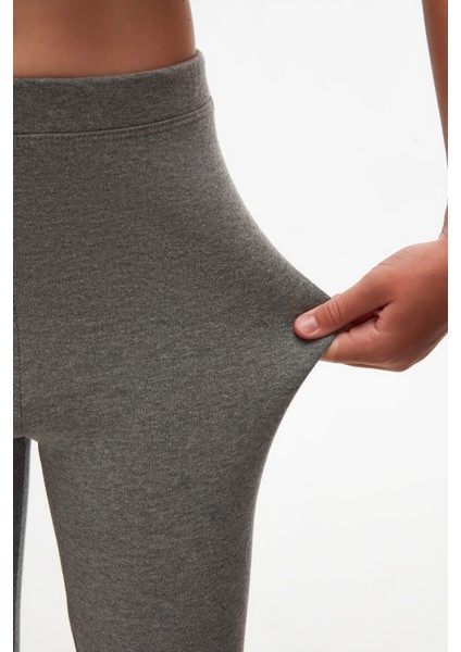 Koyu Gri Basic Kız Çocuk Kışlık Tayt modelleri