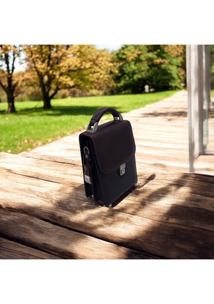 Gerçek Deri Anahralı Askılı Erkek El Çantası 23X18X11 cm Tarçın fiyatları