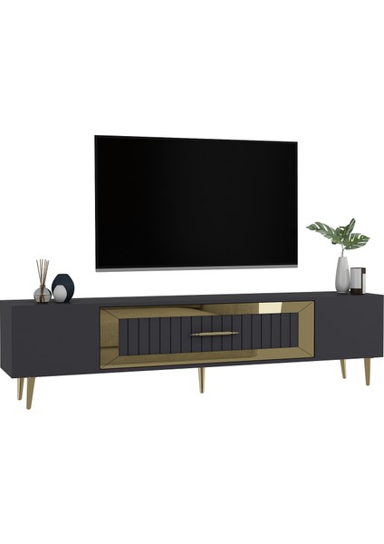 DEKOLP3CT Tv Sehpası Antrasit-Altın modelleri