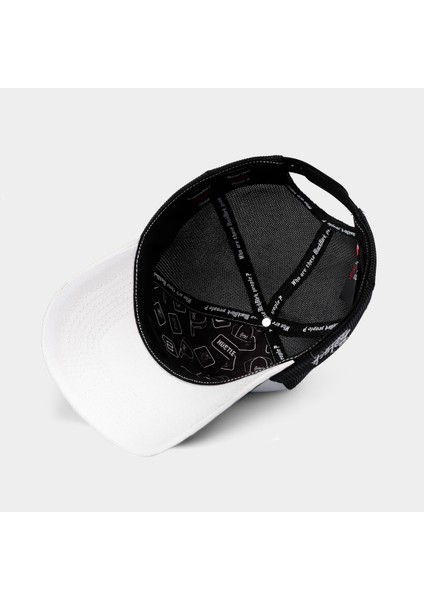 V1 Trucker Balık - 1 Kod Logolu Unisex Beyaz-Siyah Şapka (Cap)