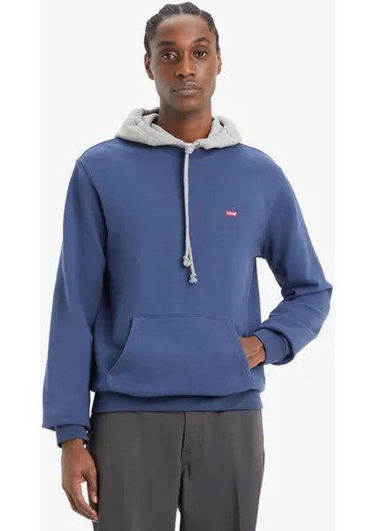 Erkek Kapüşonlu Mavi Sweatshirt - 001TV-0001