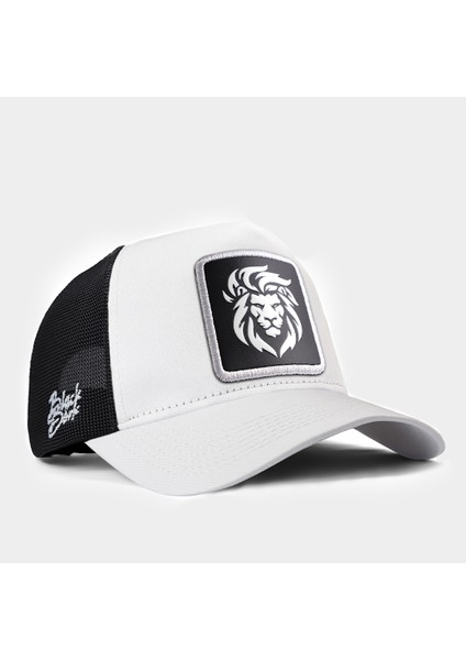 Blackbörk V1 Trucker Aslan - 9sb Kod Logolu Unisex Beyaz-Siyah Şapka (Cap)