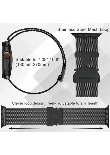 Titanyum Apple Watch Band 38-40-41MM S10 42MM 2024 Milanese Bilezik 10 9 8 7 6 5 Se 4 5