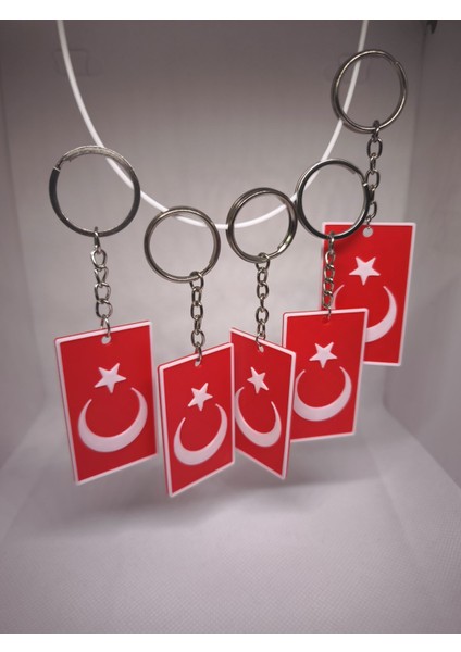 Türk Bayrağı Anahtarlık, Kabartmalı Tek Yönlü Yüzey 5 Adet
