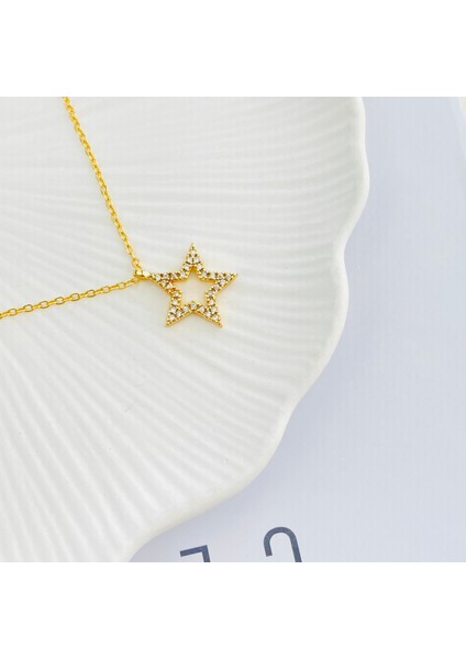 Yıldız Kolye Kadın Zirkon Taşlı Kolye Gold 40+5cm fiyatları