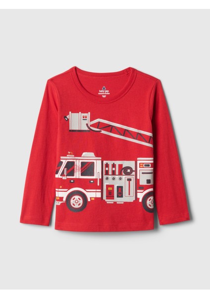 Erkek Bebek Kırmızı Mix And Match Grafikli T-Shirt