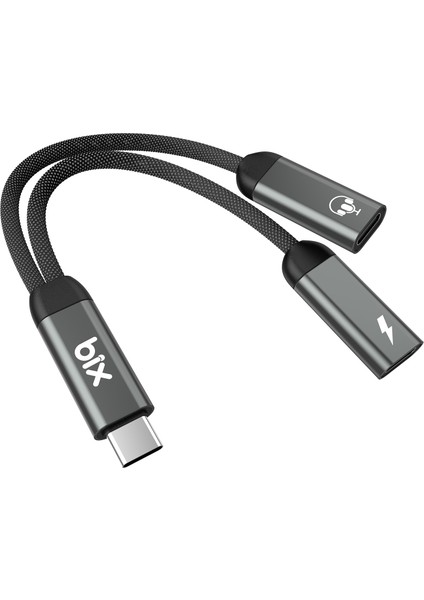 Adp-13 Type-C To Çift Type-C Kulaklık ve 15W Hızlı Şarj Dönüştürücü Samsung Xiaomi iPhone Uyumlu