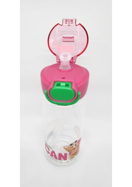 DL 24628 620 ml Can Pipetli Tritan Pembe Şeffaf Matara Taşıma Aparatlı fiyatları