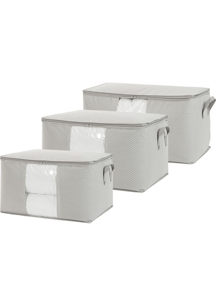 3'lü Pvc Pencereli Gri Hurç Set
