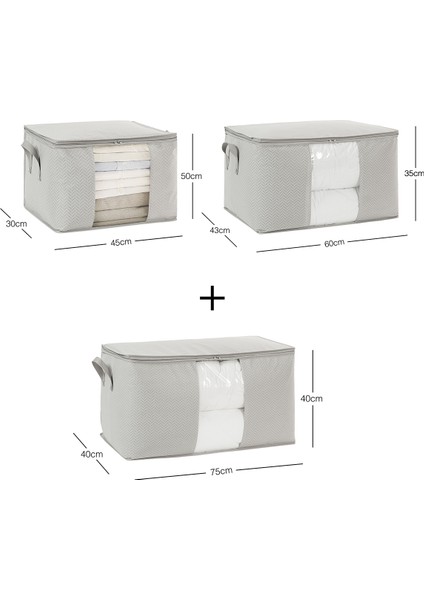 3'lü Pvc Pencereli Gri Hurç Set