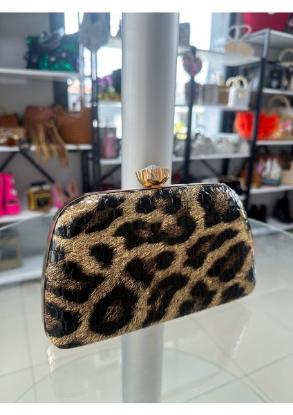 Eva Samli Boutique Akrilik Leopar Abiye Çanta