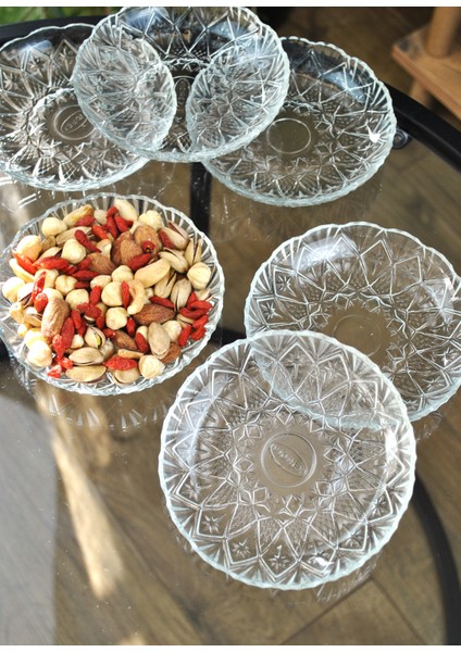 Cam Kristal Mini Model Tabak Kahvaltılık Çerezlik 12 cm 6'lı Solita