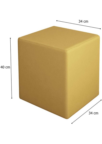 Modilayn Doğa Kare Puf Tay Tüyü Kumaş, Sağlam Ahşap Iskeletli -Sarı-