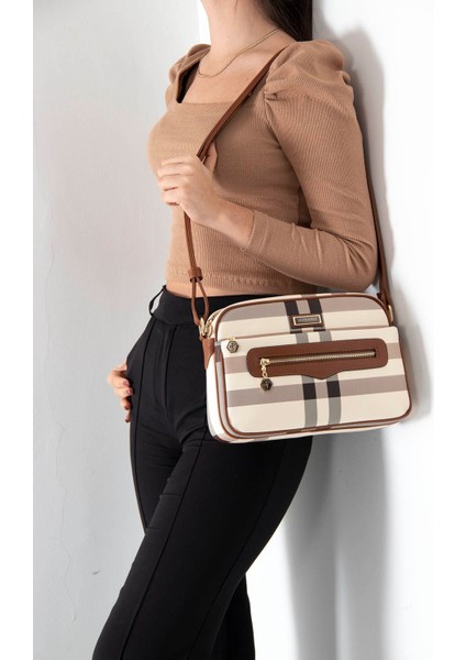 Krem - Taba SP491 Kadın Çapraz Çanta