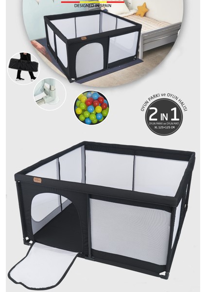 Baby Home 450 Gogoo 2in1 Oyun Parkı Oyun Alanı ve Oyun Matı Halısı 125X125 cm