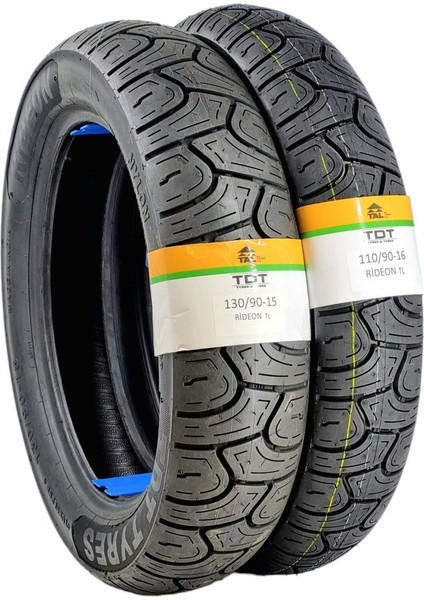 130/90-15 ve 110/90-16 Takım Tl (Tubeless - Dubleks) Chopper Lastiği Rideonset1(K)