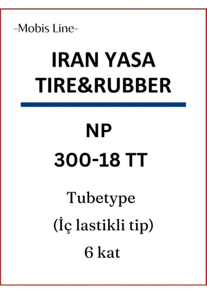 Motor Lastik 300-18 Tt(Iç Lastikle Kullanıma Uygundur) 6pr TRNP01