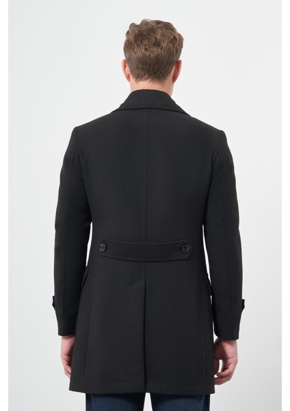 Siyah Kruvaze Kaşe Kırlangıç Yaka Düz Tek Yırtmaç Tam Astar Slim Fit Classic Palto 1005245151 indirimleri