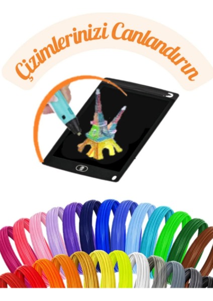 Mavi 3D Kalem USB Kablolu Üç Boyutlu Yazıcı Kalem Printer ve Mavi Panda Grafik Tablet Set
