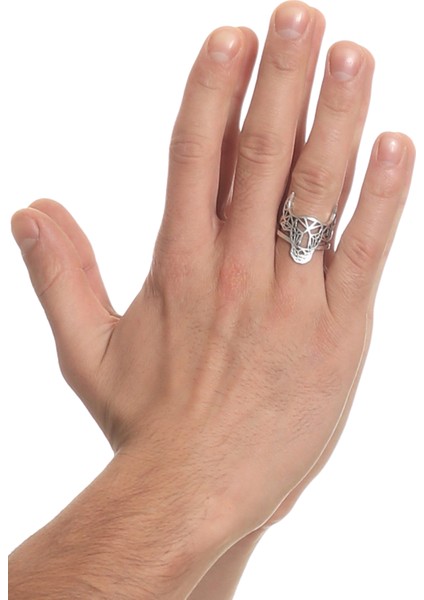 Erkek Antik Gümüş Kaplama Ayarlanabilir Boğa Yüzük