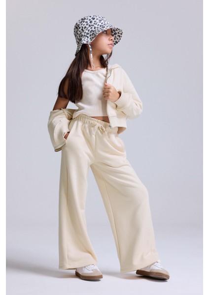 (Kids Girl) Şardonsuz Geniş Paça Jogger