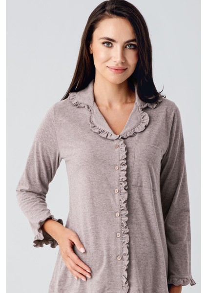 Kadın Uzun Kollu Esnek Pamuklu Kumaş Hamile Pijama Takım 22112