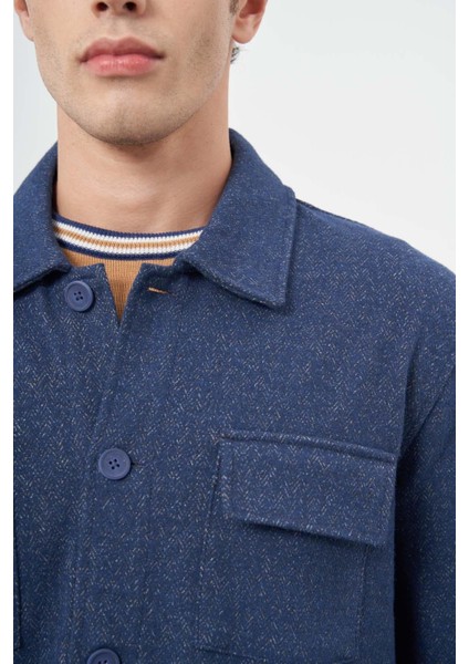 Lacivert Örme Polo Yaka Jakarlı Desen Yırtmaçsız Astarsız Slim Fit Classic Mont 1007245161 fırsatları