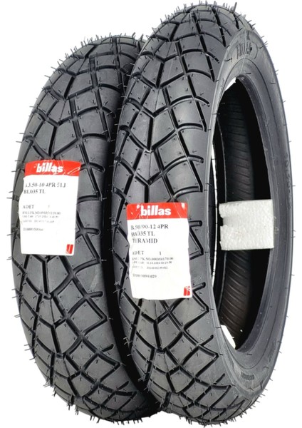 350-10 ve 90/90-12 Takım Tl (Tubeless - Dubleks) BL35SET modelleri