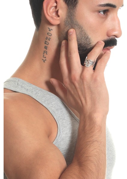 Erkek Antik Gümüş Kaplama Ayarlanabilir Boğa Yüzük modelleri