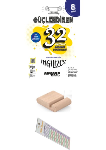 8. Sınıf Güçlendiren 32 Haftalık Ingilizce Kazanım Denemesi+Telefon Tutucu+Soru Çözüm Ayracı